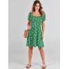 imageANRABESS Womens 2025 Summer Casual Dress Square Neck Puff Sleeve Boho Beach Vacation Short DressGreen Floral