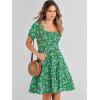 imageANRABESS Womens 2025 Summer Casual Dress Square Neck Puff Sleeve Boho Beach Vacation Short DressGreen Floral