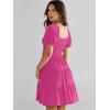 imageANRABESS Womens 2025 Summer Casual Dress Square Neck Puff Sleeve Boho Beach Vacation Short DressHot Pink