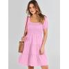 imageANRABESS Womens 2025 Summer Casual Dress Square Neck Puff Sleeve Boho Beach Vacation Short DressPink