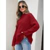 imageANRABESS Womens Mock Turtle Neck Sweaters Cable Knit Long Sleeve 2025 Fall Winter Tunic Sweater Red Medium