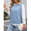 imageANRABESS Womens Sweater Vest Summer Sleeveless Crewneck Ribbed Knit Side Button Loose Pullover Tank Tops 2025 Fall OutfitsLight Blue