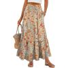 imageANRABESS Maxi Skirts for Women 2025 Summer Boho Long Flowy Floral Elastic High Waist Skirt Casual Travel Skirt with PocketsOrange Red Floral
