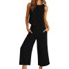 imageANRABESS Women Lounge Sets 2 Piece Outfits Summer Sleeveless Crop Tops Capri Wide Leg Pants Vacation Beach Travel SetsBlack