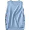 imageANRABESS Womens Sweater Vest Summer Sleeveless Crewneck Ribbed Knit Side Button Loose Pullover Tank Tops 2025 Fall OutfitsLight Blue