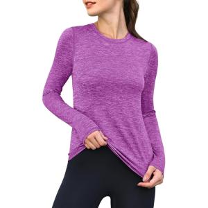 imageANRABESS Womens Long Sleeve Workout Quick Dry Fitted Yoga Gym Athletic ShirtsPurple