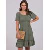 imageANRABESS Dresses for Women 2025 Summer Short Sleeve Square Neck Button Down ALine Casual Vacation Mini Sundress Light Green Medium