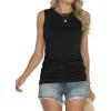 imageANRABESS Tank Top for Women Casual Loose Fit Sleeveless Crewneck Ruched Basic Tee Shirts 2025 Summer Trendy Outfits Black Large