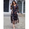 imageANRABESS Womens Floral Long Sleeve Maxi Dress V Neck Chiffon Flowy Boho ALine 2025 Fall Wedding Guest Party Wrap DressesBrown Floral Golden
