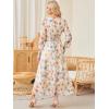 imageANRABESS Womens Floral Long Sleeve Maxi Dress V Neck Chiffon Flowy Boho ALine 2025 Fall Wedding Guest Party Wrap DressesFloral Beige