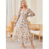 imageANRABESS Womens Floral Long Sleeve Maxi Dress V Neck Chiffon Flowy Boho ALine 2025 Fall Wedding Guest Party Wrap DressesFloral Beige