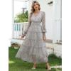 imageANRABESS Womens Floral Long Sleeve Maxi Dress V Neck Chiffon Flowy Boho ALine 2025 Fall Wedding Guest Party Wrap DressesWhite Dot