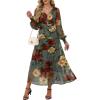 imageANRABESS Womens Floral Long Sleeve Maxi Dress V Neck Chiffon Flowy Boho ALine 2025 Fall Wedding Guest Party Wrap DressesRed Yellow Rose