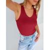 imageANRABESS Tank Tops for Women V Neck Ribbed Knit Slim Fitted Sleeveless Basic Tee Tanks Casual Summer Clothes 2026Red