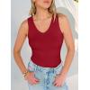 imageANRABESS Tank Tops for Women V Neck Ribbed Knit Slim Fitted Sleeveless Basic Tee Tanks Casual Summer Clothes 2026Red