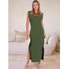 imageANRABESS Women Summer Casual Sleeveless Maxi Dress 2026 Crewneck Loose Split WrinkleFree Beach Travel Vacation Long SundressArmy Green