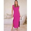 imageANRABESS Women Summer Casual Sleeveless Maxi Dress 2026 Crewneck Loose Split WrinkleFree Beach Travel Vacation Long SundressHot Pink
