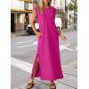 imageANRABESS Women Summer Casual Sleeveless Maxi Dress 2026 Crewneck Loose Split WrinkleFree Beach Travel Vacation Long SundressHot Pink