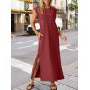 imageANRABESS Women Summer Casual Sleeveless Maxi Dress 2026 Crewneck Loose Split WrinkleFree Beach Travel Vacation Long SundressWine Red