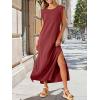 imageANRABESS Women Summer Casual Sleeveless Maxi Dress 2026 Crewneck Loose Split WrinkleFree Beach Travel Vacation Long SundressWine Red