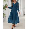 imageANRABESS Womens Floral Long Sleeve Maxi Dress V Neck Chiffon Flowy Boho ALine 2025 Fall Wedding Guest Party Wrap DressesTeal