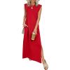 imageANRABESS Women Summer Casual Sleeveless Maxi Dress 2026 Crewneck Loose Split WrinkleFree Beach Travel Vacation Long SundressRed
