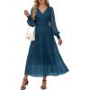 imageANRABESS Womens Floral Long Sleeve Maxi Dress V Neck Chiffon Flowy Boho ALine 2025 Fall Wedding Guest Party Wrap DressesTeal