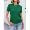 imageANRABESS Womens Short Sleeve Sweaters Wool Blend Crew Neck Sweater Shirts Business Casual Work Tops 2025 Summer OutfitsDeep Green