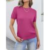 imageANRABESS Womens Short Sleeve Sweaters Wool Blend Crew Neck Sweater Shirts Business Casual Work Tops 2025 Summer OutfitsHot Pink