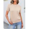 imageANRABESS Womens Short Sleeve Sweaters Wool Blend Crew Neck Sweater Shirts Business Casual Work Tops 2025 Summer OutfitsParchment Beige