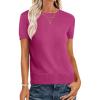 imageANRABESS Womens Short Sleeve Sweaters Wool Blend Crew Neck Sweater Shirts Business Casual Work Tops 2025 Summer OutfitsHot Pink