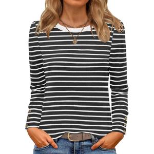 imageANRABESS Long Sleeve Shirts for Women Crewneck Basic Tee Striped Tops 2025 Fall Casual Loose Fit T Shirts Fashion OutfitsBlack Stripe