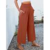 imageANRABESS Womens Pants Wide Leg High Waisted Palazzo Pants Summer Flowy Beach Lounge Casual Trousers with PocketsBrick Red