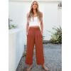 imageANRABESS Womens Pants Wide Leg High Waisted Palazzo Pants Summer Flowy Beach Lounge Casual Trousers with PocketsBrick Red