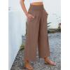 imageANRABESS Womens Pants Wide Leg High Waisted Palazzo Pants Summer Flowy Beach Lounge Casual Trousers with PocketsCoffee Brown