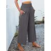 imageANRABESS Womens Pants Wide Leg High Waisted Palazzo Pants Summer Flowy Beach Lounge Casual Trousers with PocketsDark Grey