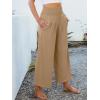 imageANRABESS Womens Pants Wide Leg High Waisted Palazzo Pants Summer Flowy Beach Lounge Casual Trousers with PocketsLight Brown Khaki