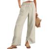 imageANRABESS Womens Wide Leg Palazzo Pants High Waisted Split Hem Lounge Casual Trousers Drawstring Flowy Pant for Beach VacationLight Yellow