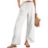 imageANRABESS Womens Wide Leg Palazzo Pants High Waisted Split Hem Lounge Casual Trousers Drawstring Flowy Pant for Beach VacationWhite