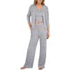 imageANRABESS Women 3 Piece Lounge Pajama Sets Knit Crop Cardigan Cami Top Wide Leg Pants 2025 Fall Outfits Comfy Matching ClothesGrey