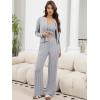 imageANRABESS Women 3 Piece Lounge Pajama Sets Knit Crop Cardigan Cami Top Wide Leg Pants 2025 Fall Outfits Comfy Matching ClothesGrey