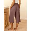imageANRABESS Women Wide Leg Palazzo Capri Pants High Waisted Smocked Lounge Trousers 2026 Summer Loose Flowy Casual Beach OutfitsBrown