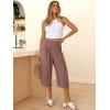 imageANRABESS Women Wide Leg Palazzo Capri Pants High Waisted Smocked Lounge Trousers 2026 Summer Loose Flowy Casual Beach OutfitsBrown
