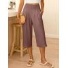 imageANRABESS Women Wide Leg Palazzo Capri Pants High Waisted Smocked Lounge Trousers 2026 Summer Loose Flowy Casual Beach OutfitsBrown