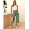 imageANRABESS Women Wide Leg Palazzo Capri Pants High Waisted Smocked Lounge Trousers 2026 Summer Loose Flowy Casual Beach OutfitsGrass Green