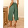 imageANRABESS Women Wide Leg Palazzo Capri Pants High Waisted Smocked Lounge Trousers 2026 Summer Loose Flowy Casual Beach OutfitsGrass Green
