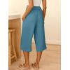 imageANRABESS Women Wide Leg Palazzo Capri Pants High Waisted Smocked Lounge Trousers 2026 Summer Loose Flowy Casual Beach OutfitsLake