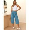 imageANRABESS Women Wide Leg Palazzo Capri Pants High Waisted Smocked Lounge Trousers 2026 Summer Loose Flowy Casual Beach OutfitsLake