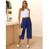 imageANRABESS Women Wide Leg Palazzo Capri Pants High Waisted Smocked Lounge Trousers 2026 Summer Loose Flowy Casual Beach OutfitsNavy Blue