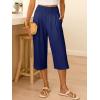 imageANRABESS Women Wide Leg Palazzo Capri Pants High Waisted Smocked Lounge Trousers 2026 Summer Loose Flowy Casual Beach OutfitsNavy Blue